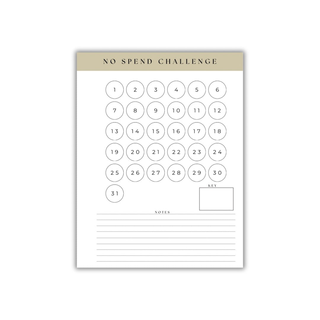 FREEBIE | NO SPEND CHALLENGE SHEET
