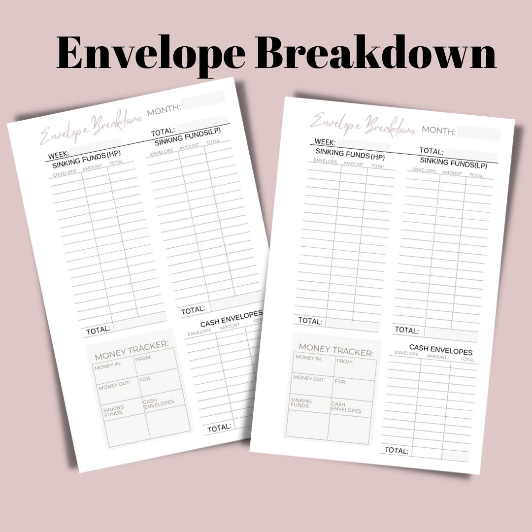 DIGITAL DOWNLOAD CASH ENVELOPE BREAKDOWN