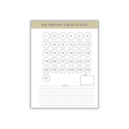 FREEBIE | NO SPEND CHALLENGE SHEET