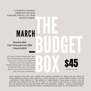 One time purchase | The Budget Box