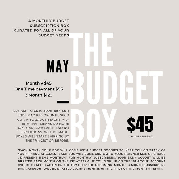 One time purchase | The Budget Box