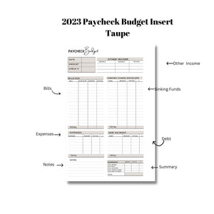 DIGITAL DOWNLOAD 2023 PAYCHECK BUDGET  TAUPE