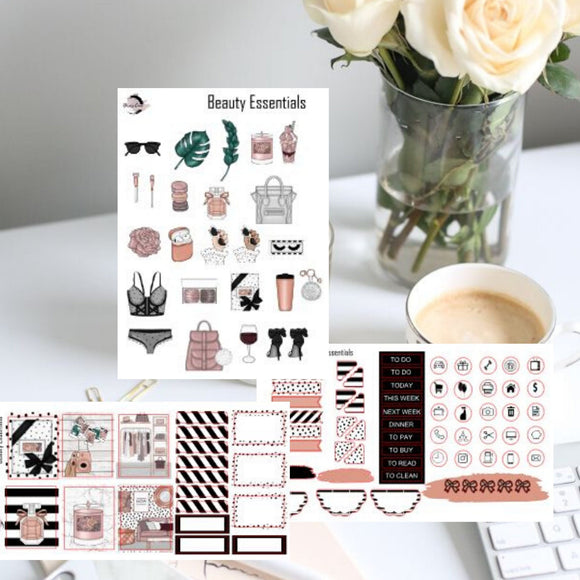 Functional sticker kit, Beauty Essentials sticker kit