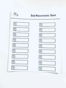 Body Measurements Label Boxes