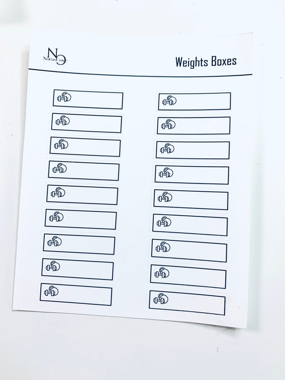 Weights label boxes